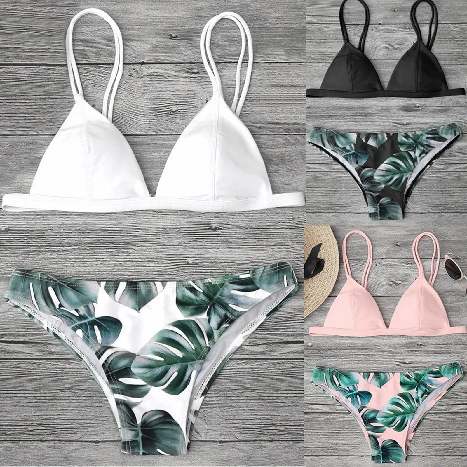 Leaves Print Bikinis Set For Women Swimwear 2024 Padded Push-Up Beachwear Bather Bathing Set Beachwear Summer Bikini Set Femme