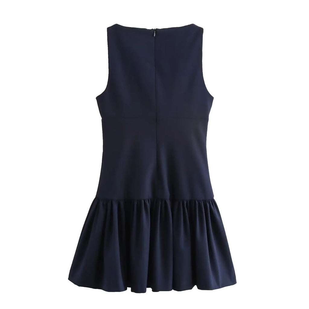 Foridol Bowknot Pleated Tank Short Dress for Women Sleeveless Casual Party Short Dress Female Casual Autumn Winter Dress