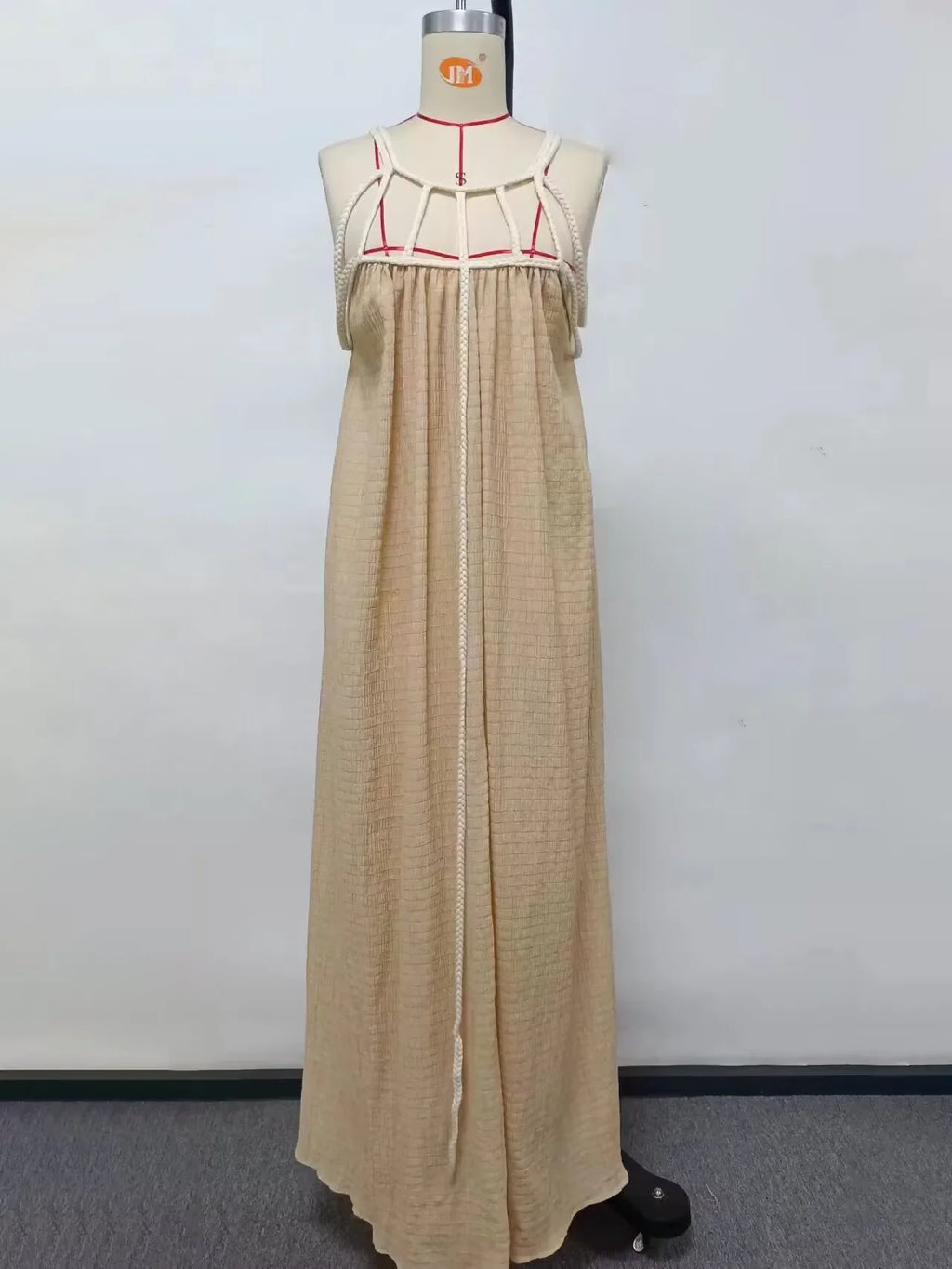 Summer Sleeveless Party Dress, Women Loungewear O-Neck Hollow Out Party Dress, Solid Color Patchwork Beach Style Ladies Dress