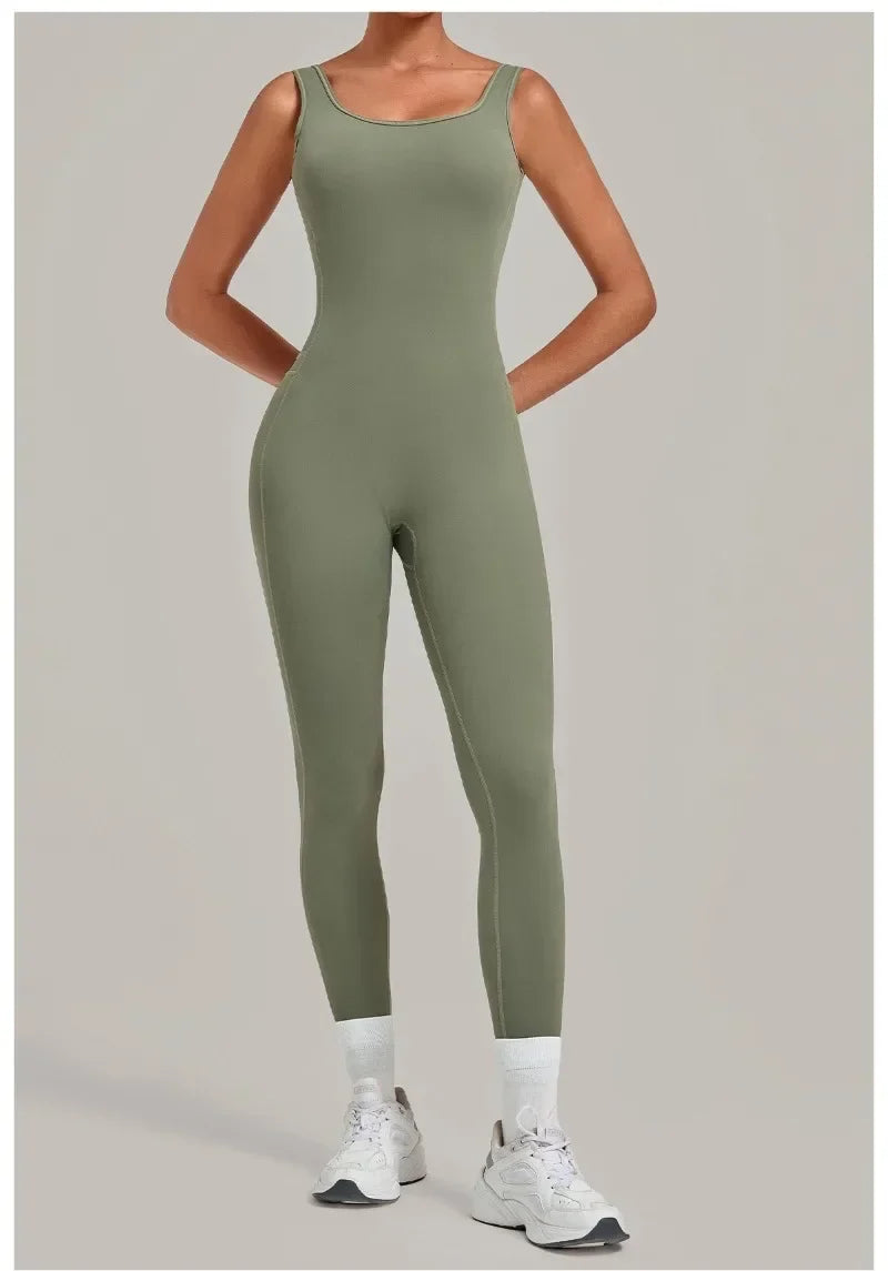 Women's Seamless Yoga Jumpsuits Fitness Sports Hip-lifting Beauty Back Sleeveless One-Piece Training Workout Running Bodysuits