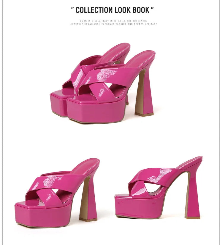 Summer New Style Fashion Waterproof Platform Super High Heel Women's Slippers Outdoor Party Open Toe Sandals High 15cm Size 37
