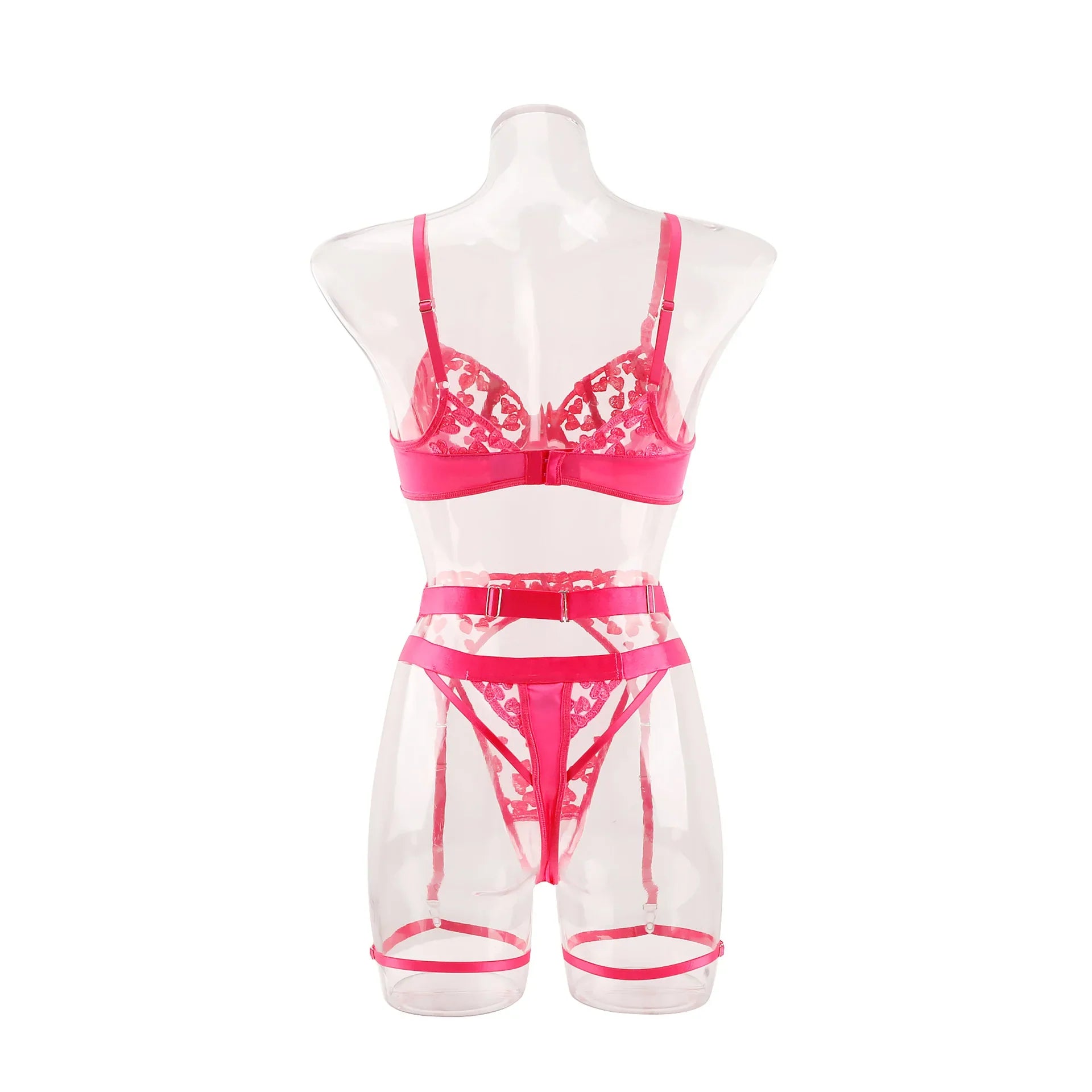 Sexy underwear French ultra-thin embroidered love mesh bra big breasts showing small sexy underwear set