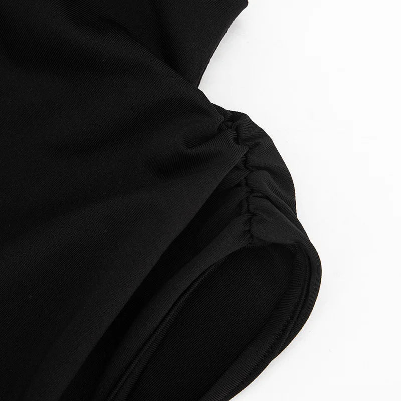 FDYOUI Women 2026 Summer Sleeveless Hollow Out Slim Mini Dress Sexy Package Hip Short Party Night Club Dresses Black Streetwear