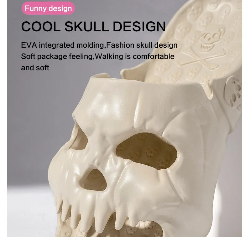 New Personalized Skull Design Men Slippers 2024 Summer Outdoor Fun Slides Thick Bottom of Beach Non-slip Leisure Women Sandals