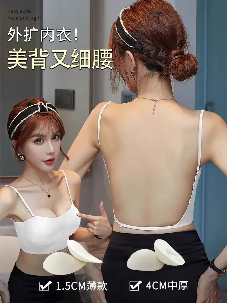 MOYISU Backless Bralette - Invisible Anti-Slip Wireless Bra, Seamless Support for Small/Large Chest, Summer Fashion & Yoga Wear