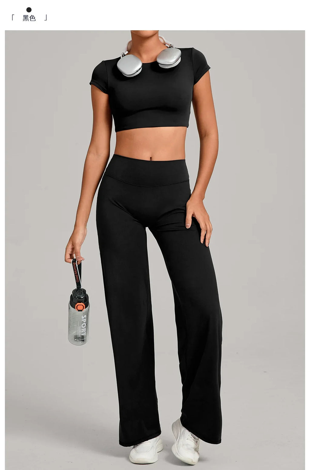 Women's Tracksuit Yoga Sets Back Hollow Out Short Sleeve Sports Shirts High Waist Straight Leg Pants Gym Running Fitness Suits
