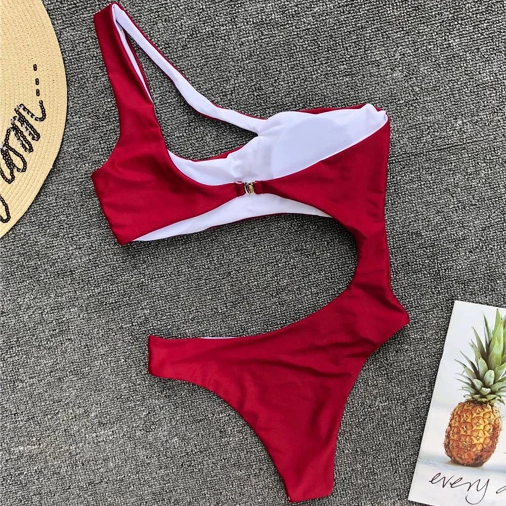 2026 Asymmetric One Shoulder Women Swimwear One Piece Swimsuit Female Monokini Bather High Cut Out Bathing Suit Swim Bodysuit