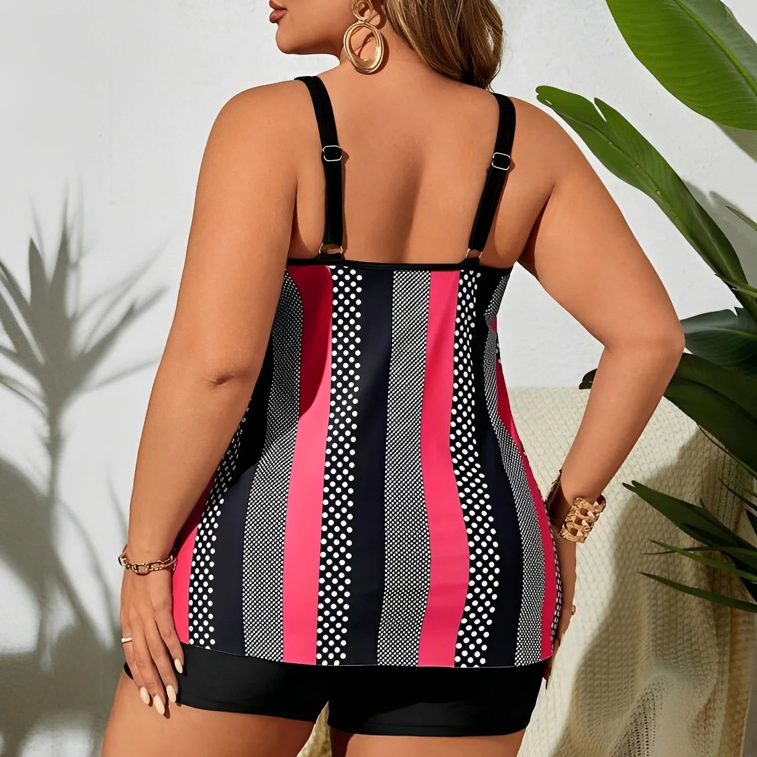 2026 Large Plus Size Tankini High Waist Swimsuit Women Strappy Striped Swimwear Female Bathers Bathing Swimming Swim Suit  4XL