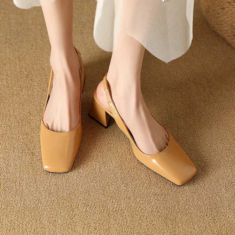 NASBAVI Women's Block Heels Pumps Shoes Elegant Summer Sandals Green Pink Close Toe Slingback Office Wedding Dress Shoes Female