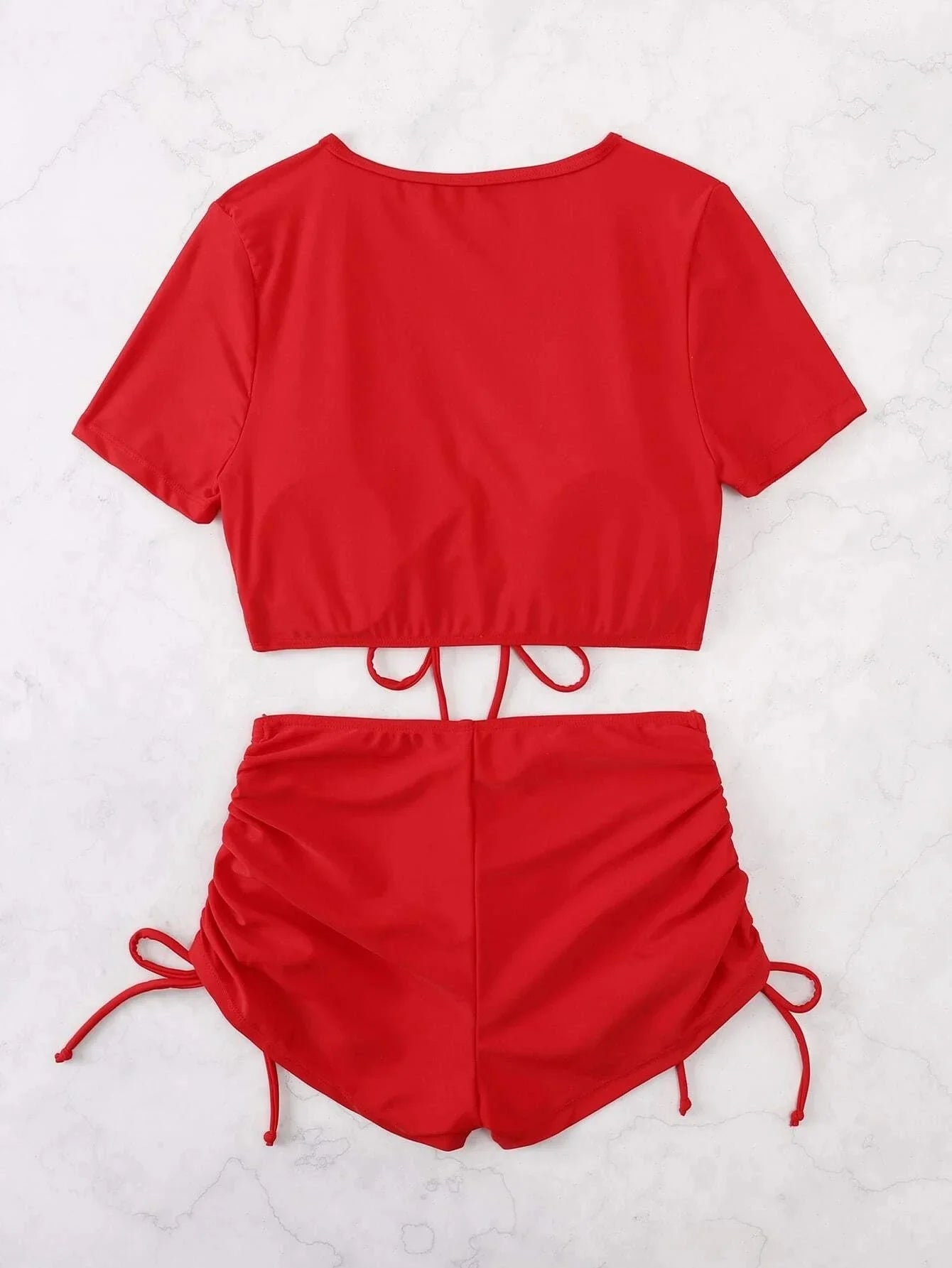 2026 Plain Drawstring Two Pieces Women Swimsuit Solid Sexy Swimwear Female Bathers Bathing Swimming Suit Summer Beachwear