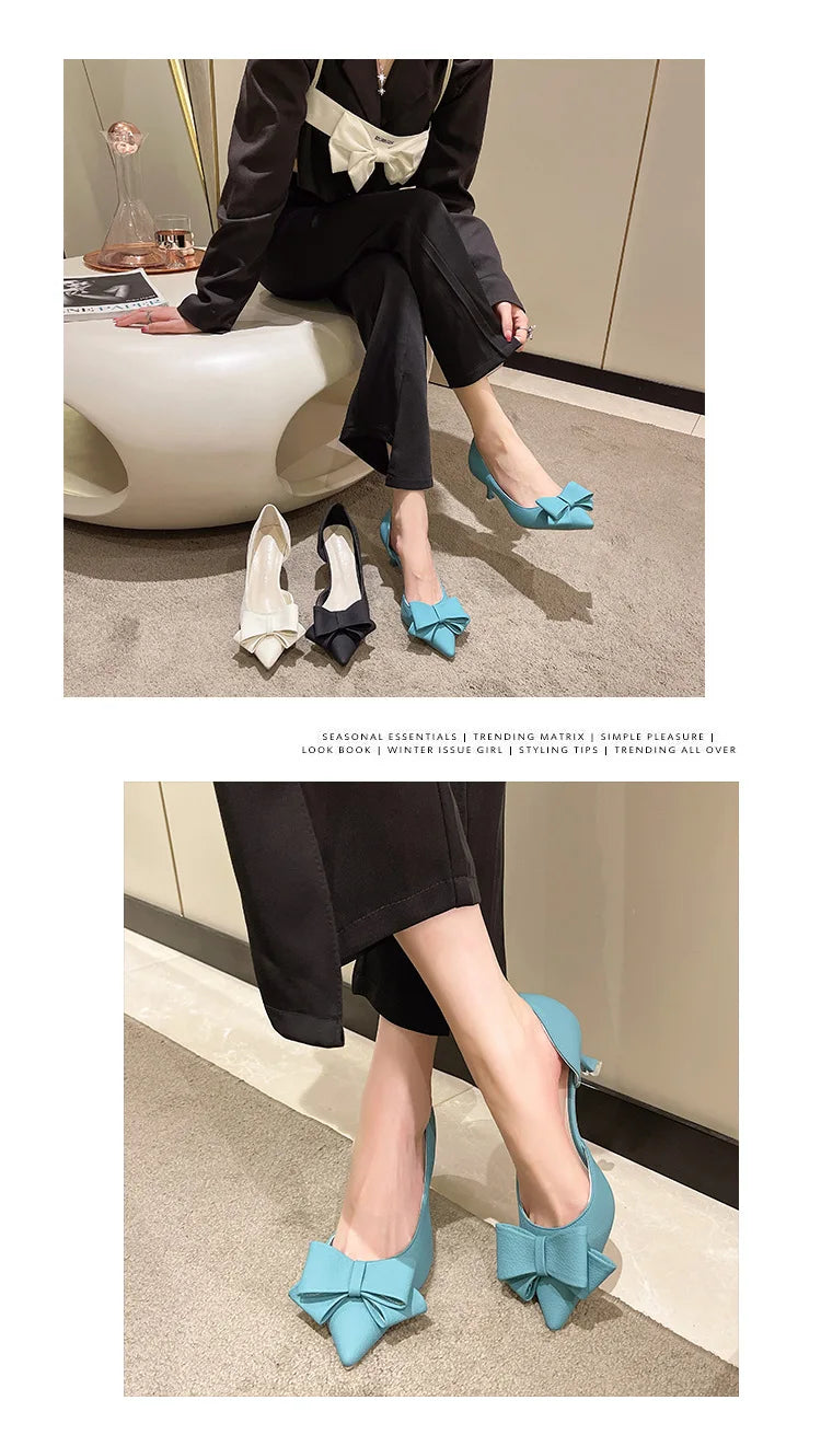 2026 New Thin Heels Pumps Women Blue Elegant Slip-On Party Shoes Woman Summer Pointed Toe Solid Color High Heels Shoes