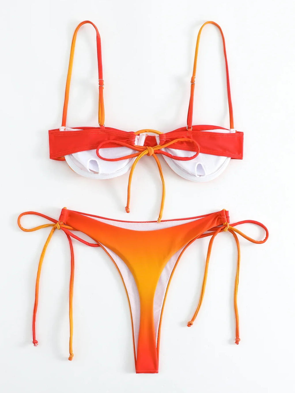 Underwired Gradient High Cut Bikini Female Swimsuit Women Swimwear Two-pieces Bikini Set Micro Thong Bathing Suit Swim Beachwear