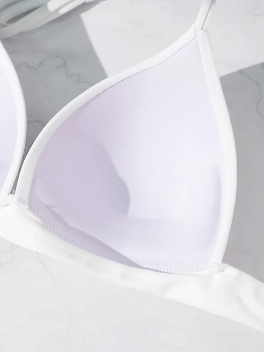 XS - XL Sexy 2025 Push Up Bra Cup Halter Bikini Top Female Swimsuit Women Swimwear Bather Bathing Suit Swim Solid Beach wear Top