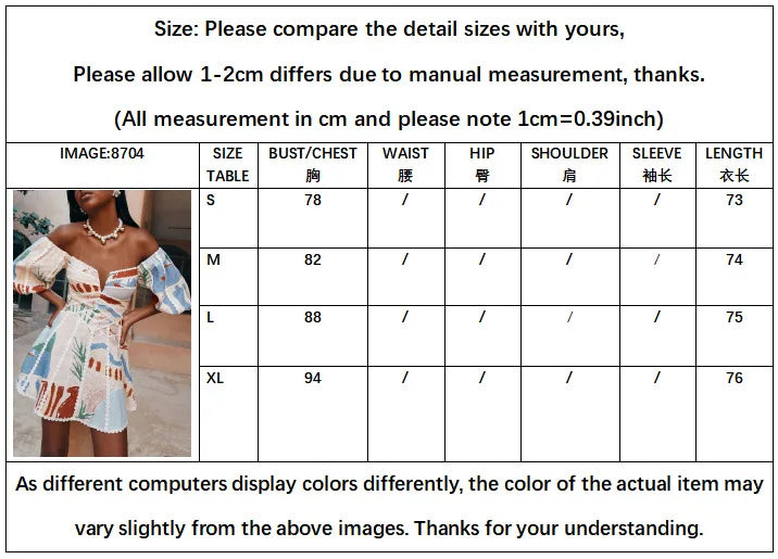 Women Vintage Print Patchwork Mini Dress Summer Sexy Fashion Elegant Short Sleeve Bodycon Off Shoulder Backless Party Dresses