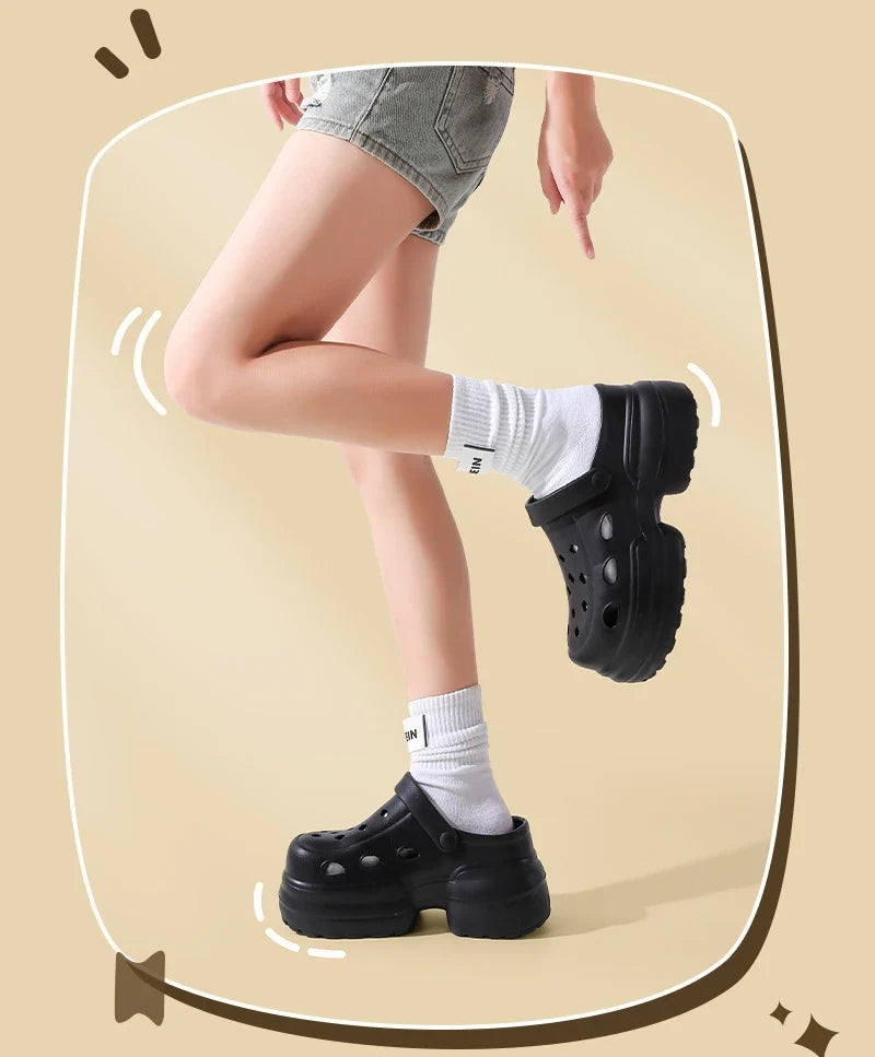 Women Platform Slippers Fashion Clogs Soft EVA Summer High Heel Shoes Thick Sole Female Street Wedges Sandals Home Beach Slides