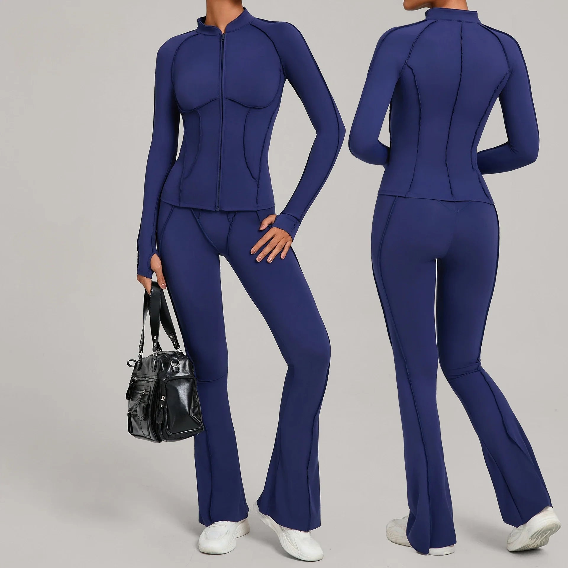Women Tracksuit 2PCS Yoga Suit Sports Set Gym Set Running Outfits Workout Clothes Sports Long Sleeve Athletic Wear Yoga Clothing