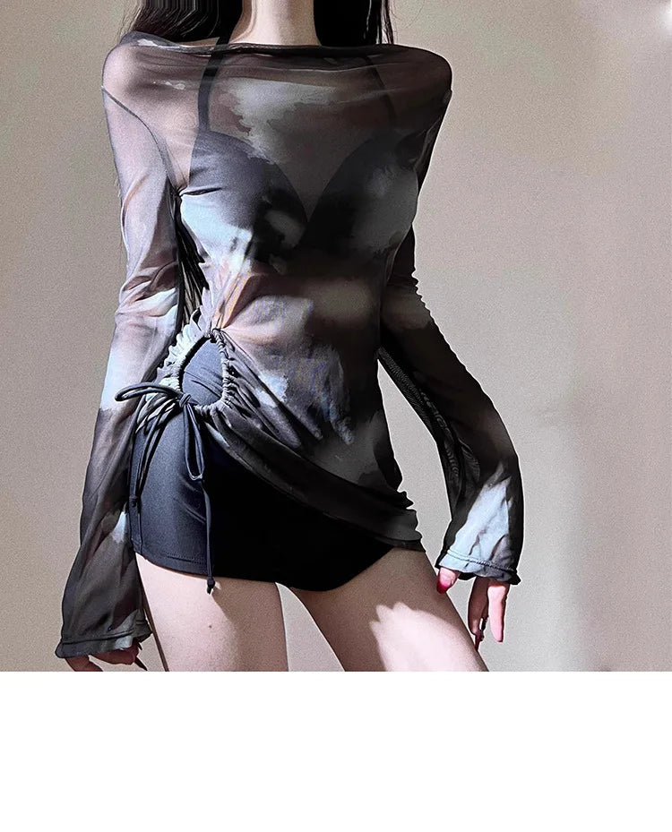Ins Style Bikini Swimsuit Split Three Piece Set Sexy Belly Covering Slimming Hot Spring Swimsuit