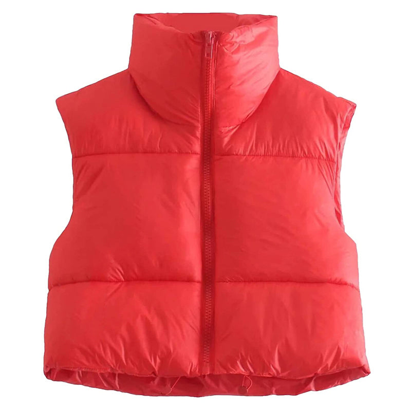 Women Winter Warm Crop Waistcoat Sleeveless Stand Collar Double Sided Lightweight Puffer Vest 2022 Streetwear