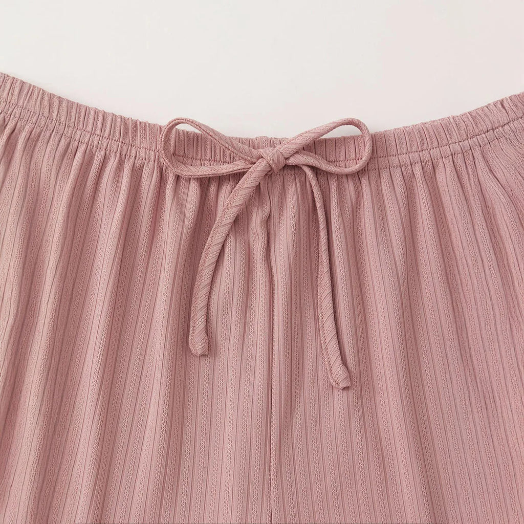 S-2XL Hot Selling Sexy Women's Summer Pajamas Set Solid Striped Halter Top And Elasticated Belted Shorts Set Thin Home Clothing