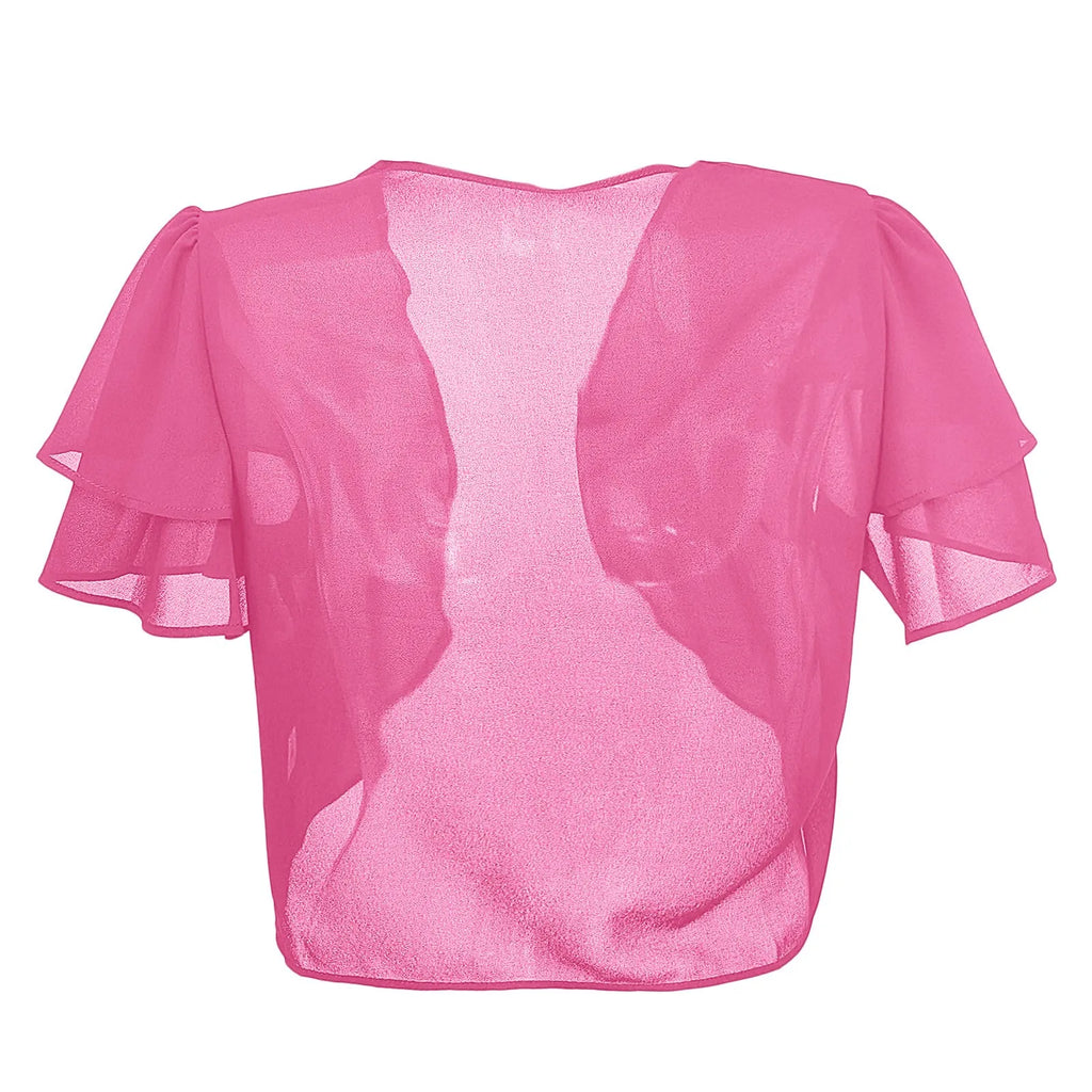 Women’S Short Sleeve Cardigan Chiffon Tops Ladies Open Front Bolero Shrug Crop Top Clothing For Female Plus Size Oversized 2025