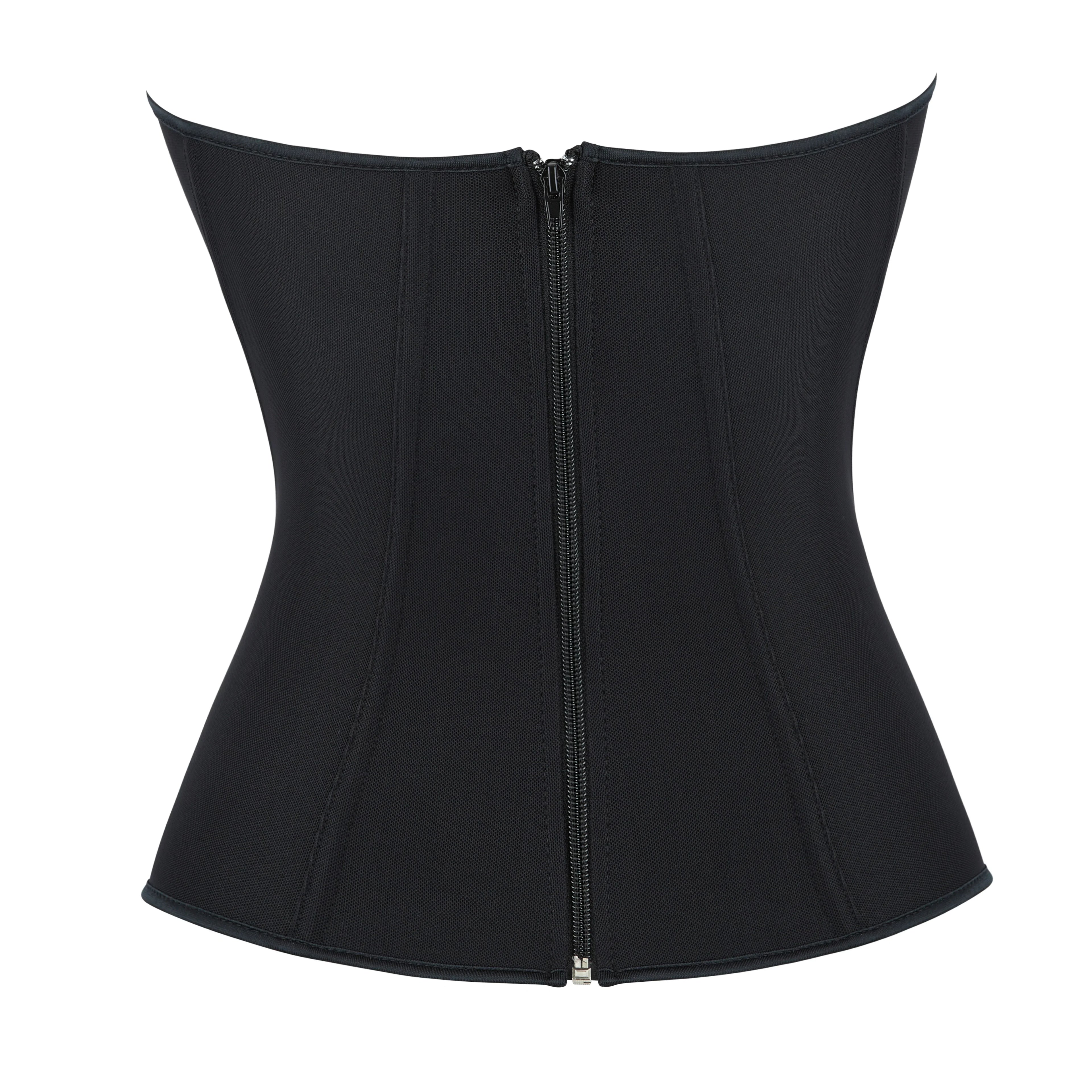 Women’s New Zipper Front Corset, Black Seamless Stretch Boned Bustier, Slimming Curve-Hugging Shapewear Top