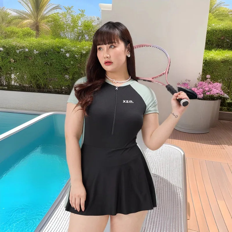 New Swimsuit Women's One-piece Flat Corner Pants Long Conservative Fairy Style  Slimming One-piece Hot Spring Swimsuit