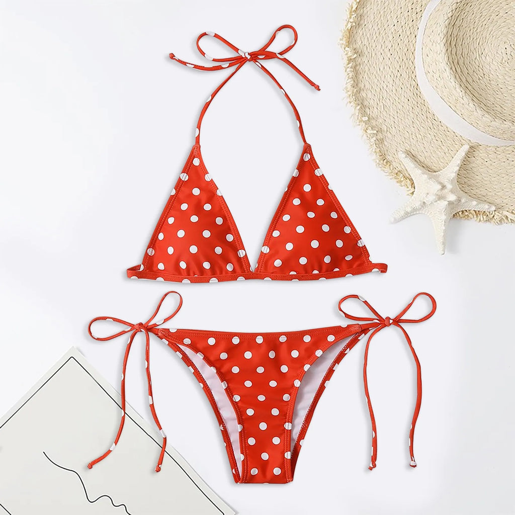 Polka Dot Sexy Bikini Sets Women's Swimsuit Push-Up Padded Bra Thong Bathing Suit Brazilian Beachwear Dots Print Swimming Suit