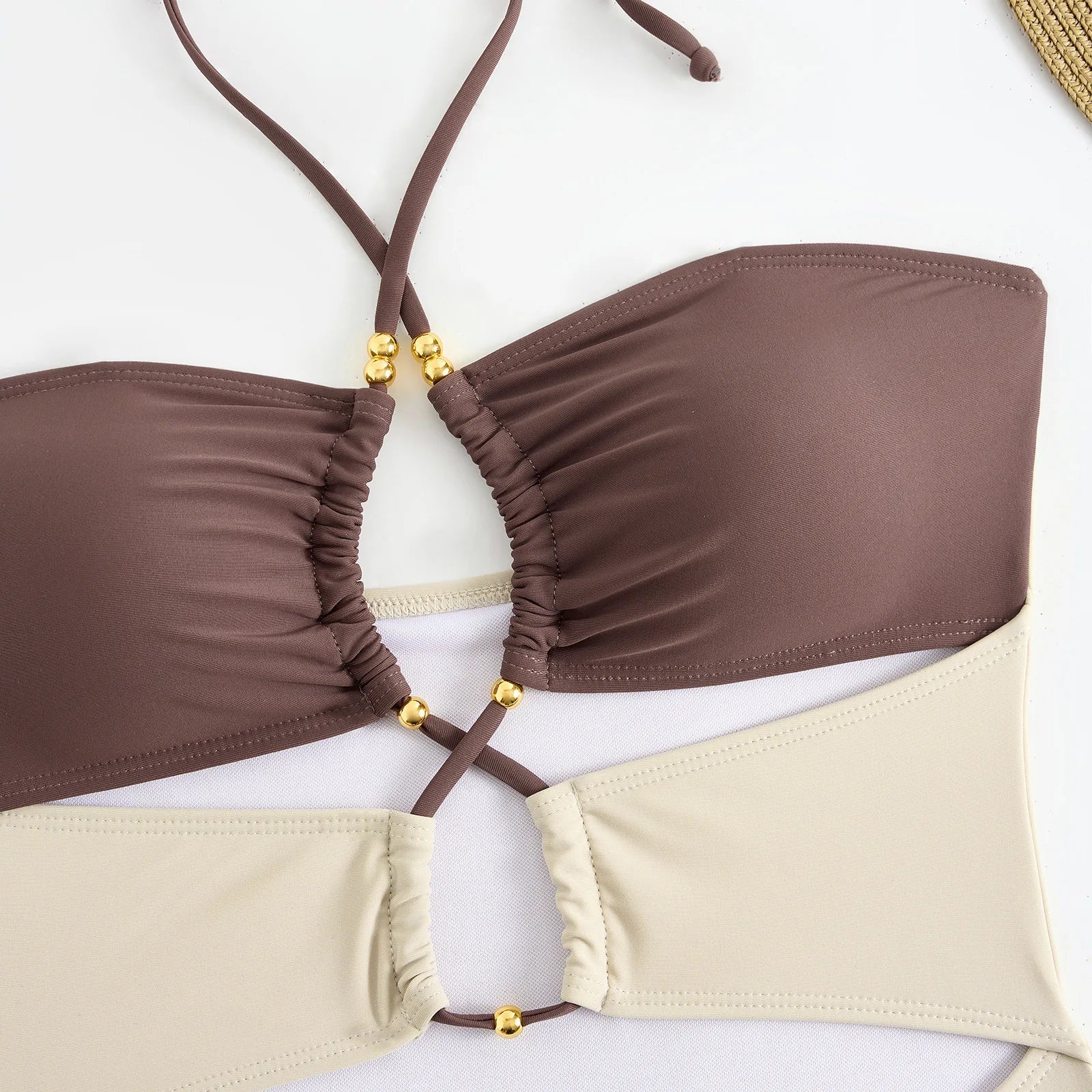 Cut Out One Piece Swimsuit with Skirt 2025 Women Hollowen Swimwear Monokini Patchwork Bodysuit Female Bathing Suit Beach Wear