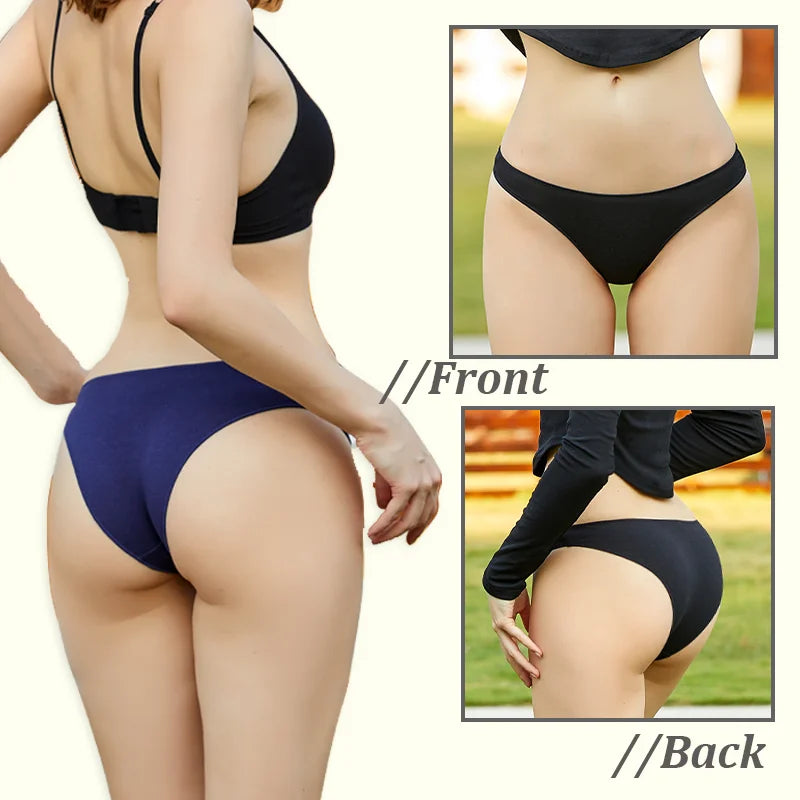 4Pcs Women's Cotton Seamless Briefs Intimates Women Sexy Panties Solid Color Breathable Underwear Female Low Waist Soft Lingerie
