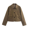 Foridol Casual Brown Jacket Women Autumn Winter Loose Short Buttons Coat Suede New Fashion Jacket Femme Veste
