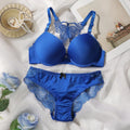 blue embroidery set 2-piece set of sexy Front button bra beautiful back butterfly fashion bra push up women's set  A2120