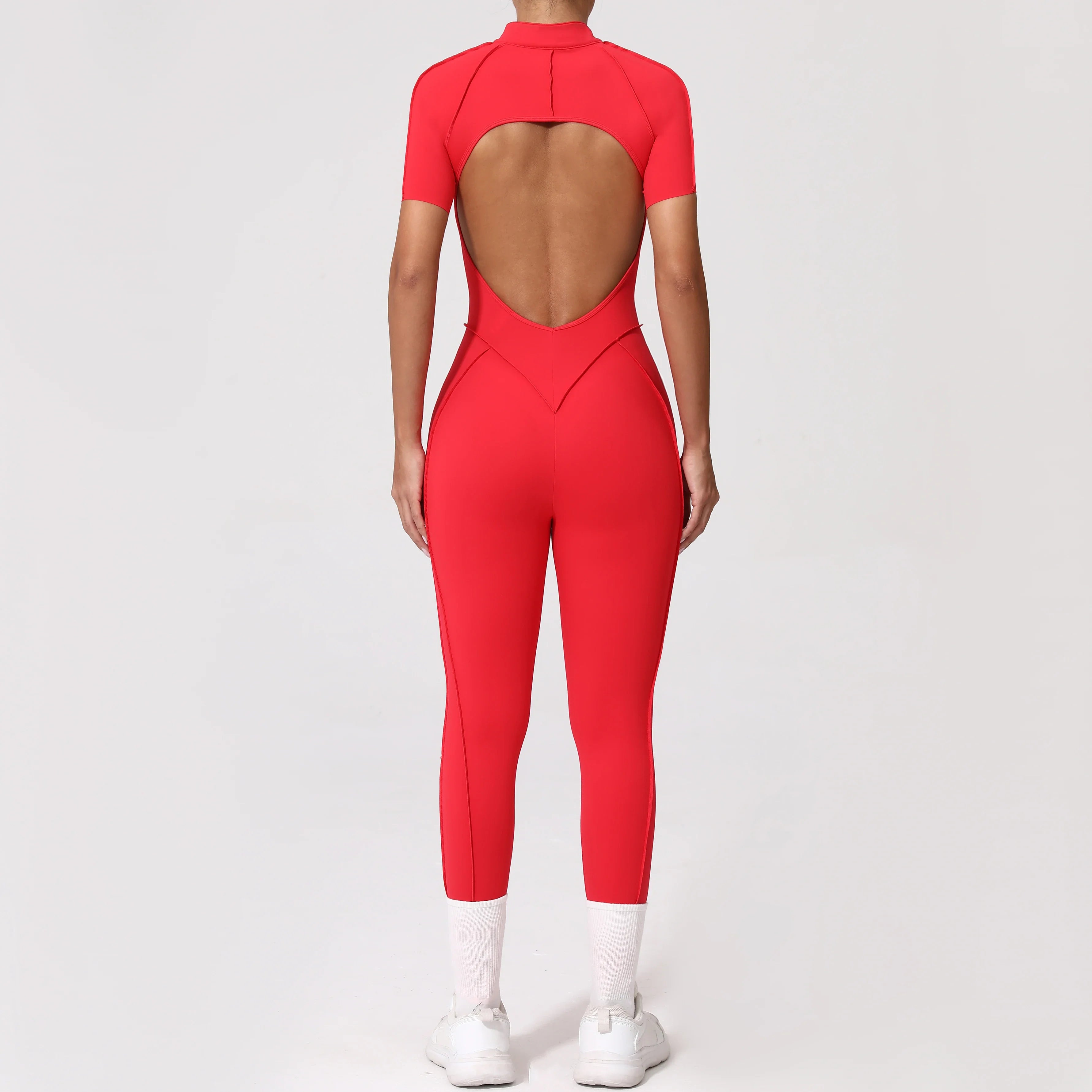 With Zipper Hollow Back Yoga Jumpsuit Sportswear Women Gym Clothes Running Fitness Yoga Backless Bodysuit