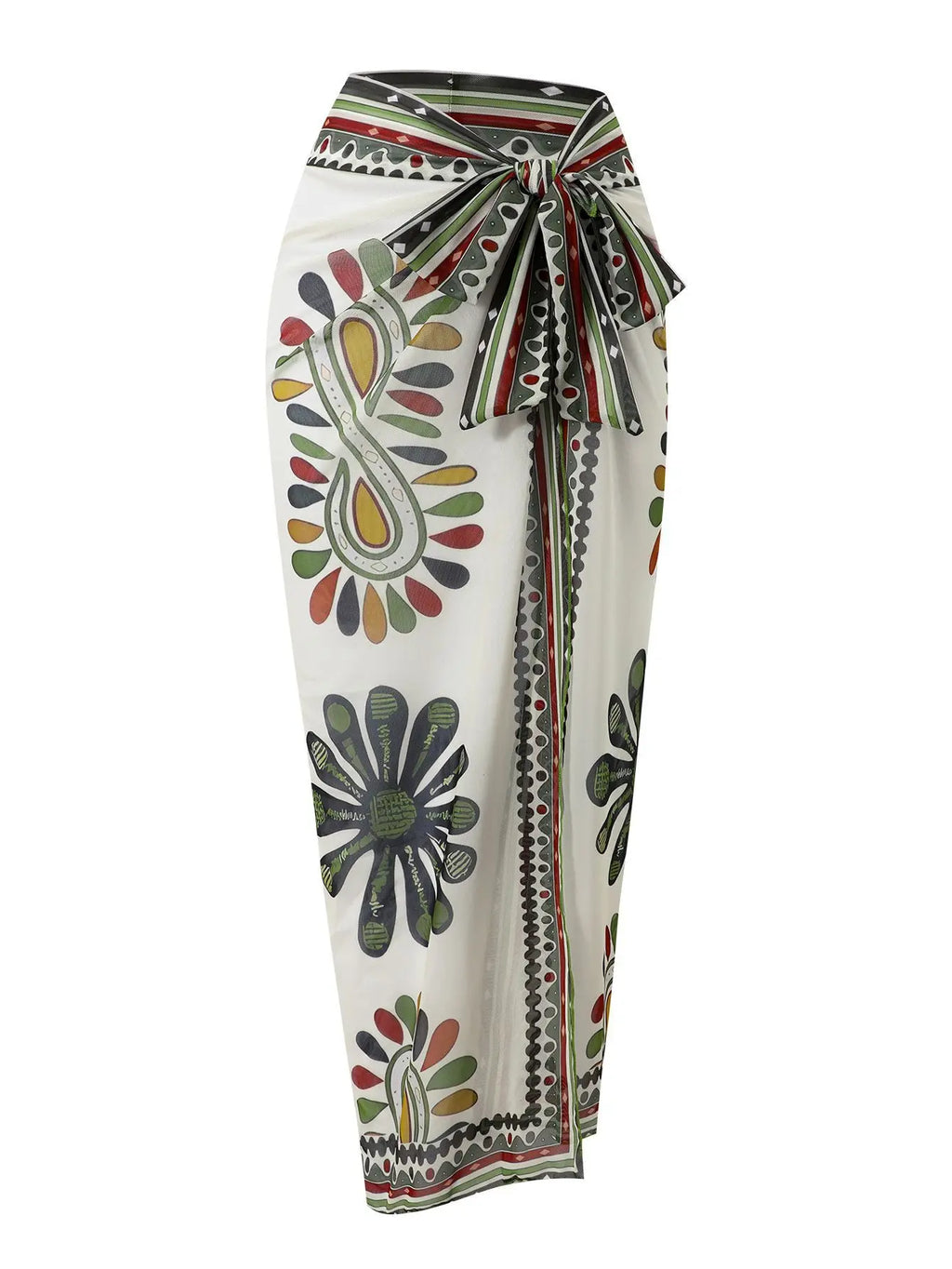Vintage Green Floral Print Swimwear Long Skirts Sets 2026 Women V Neck Slim Tummy Control One Piece Swimsuit Beach Bathing Suits