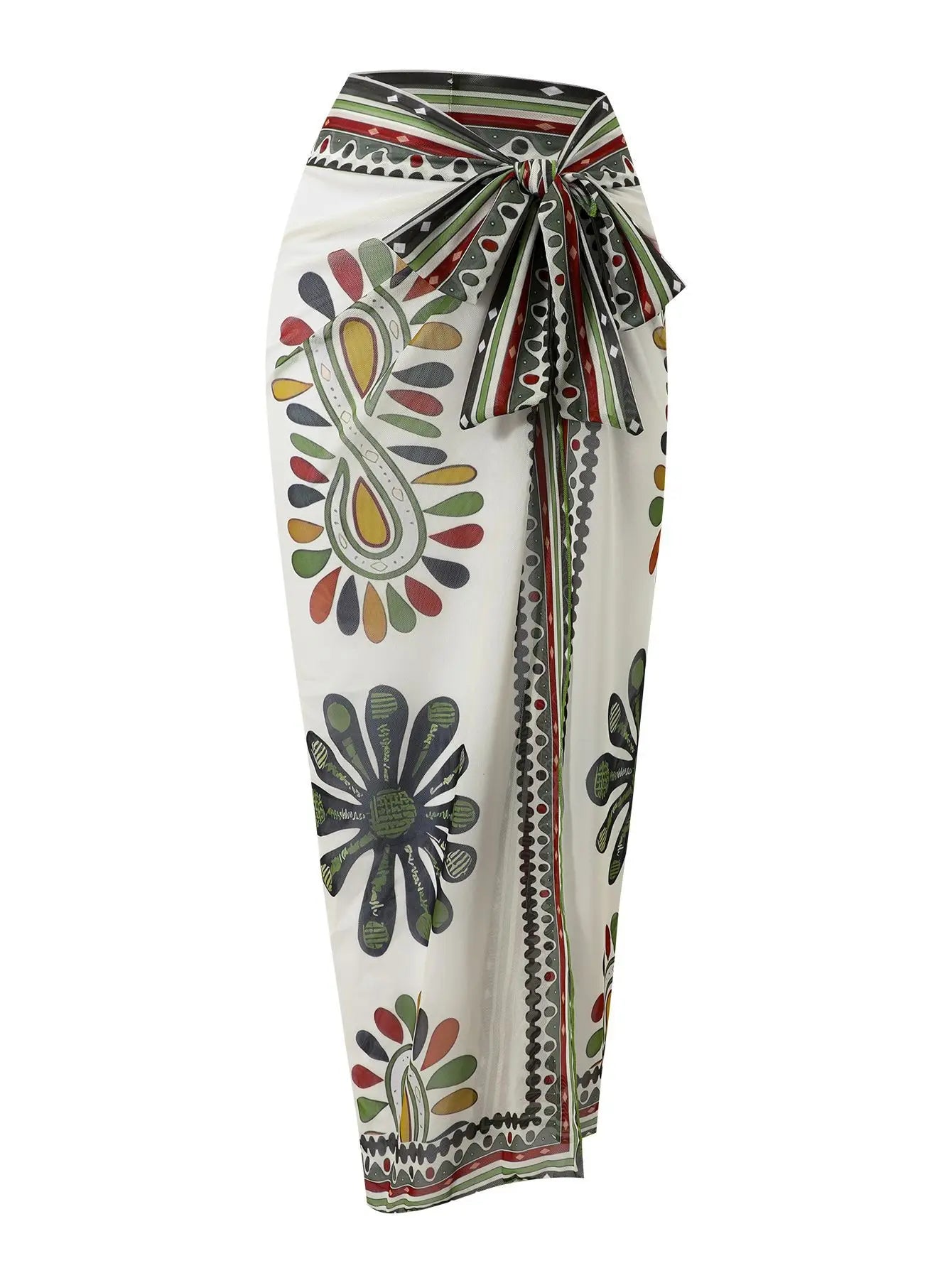 Vintage Green Floral Print Swimwear Long Skirts Sets 2026 Women V Neck Slim Tummy Control One Piece Swimsuit Beach Bathing Suits