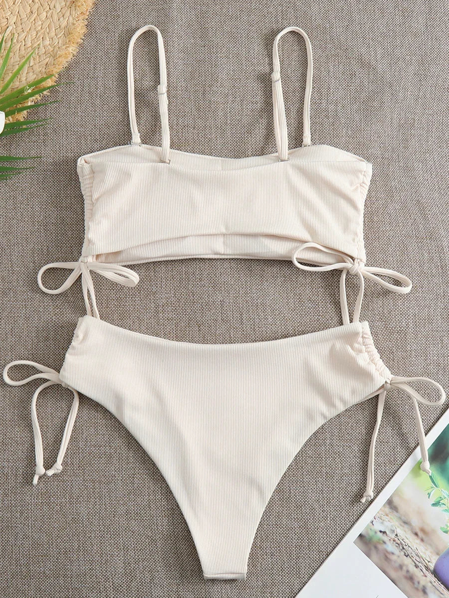Sexy Bandeau Bikinis 2025 Women Brazilian Swimwear Female Swimsuit Two Pieces Bikini Set Bather Bathing Suits Girls Beach Wear