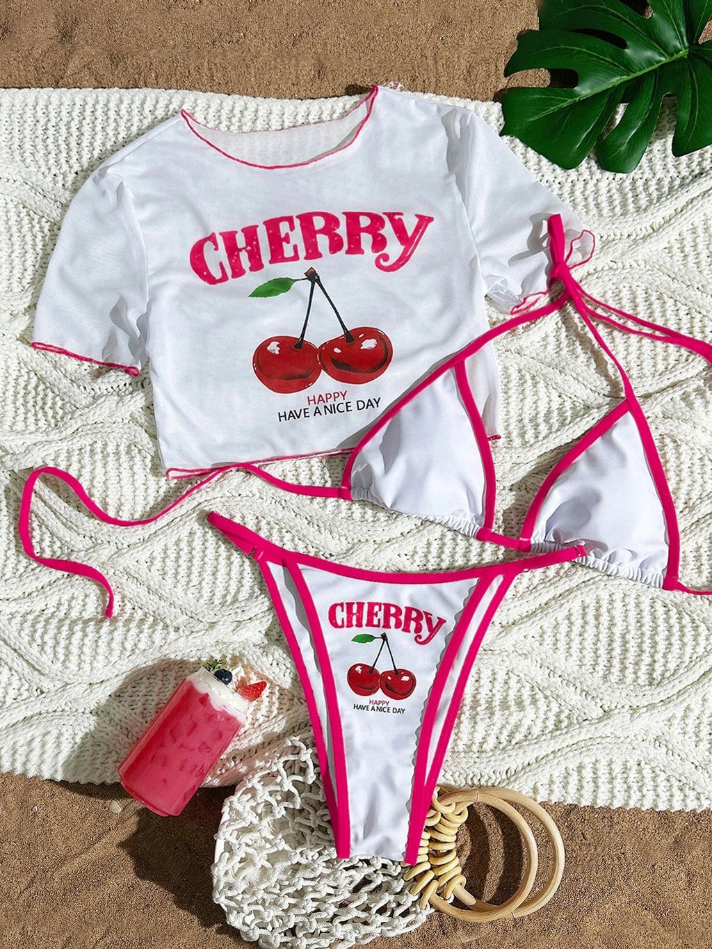 3 Pieces Brazilian Thong Bikinis 2026 Women Trikini Swimwear Female Halter Triangle Swimsuit & Tops Bathing Swimming Swim Suit