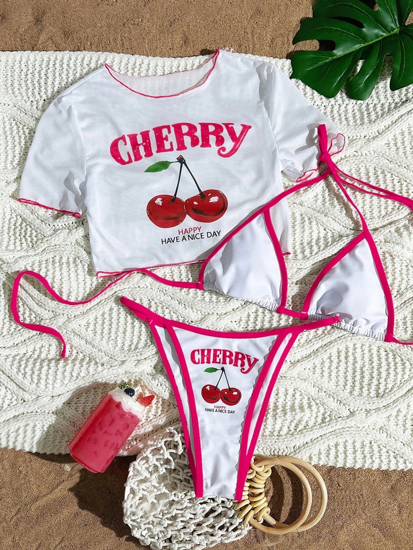 3 Pieces Brazilian Thong Bikinis 2026 Women Trikini Swimwear Female Halter Triangle Swimsuit & Tops Bathing Swimming Swim Suit