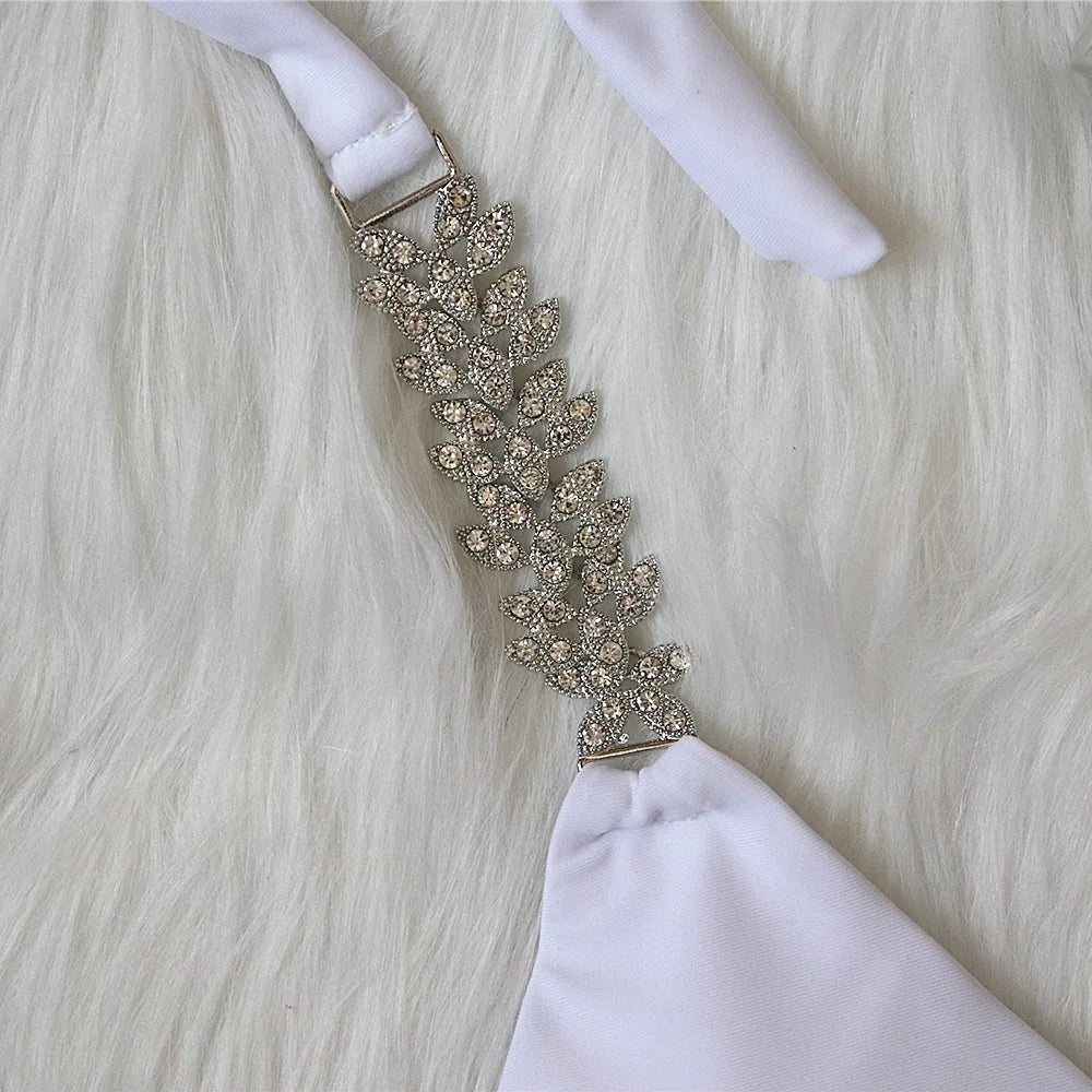 2026 Sexy Bikini Women Solid Halter Rhinestone Chain Bandage Swimwear Swimsuit Female Beach Bikinis Set Bathing Suit White/Black