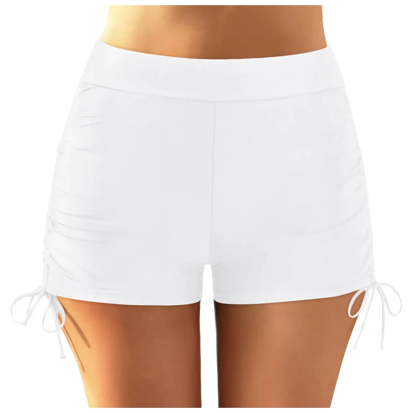 Beach Bathing Suit Women High Waist Bikini Bottoms Swim Briefs Drawstring Beach Shorts Solid Leopard Bikini Ruched Swim Bottoms