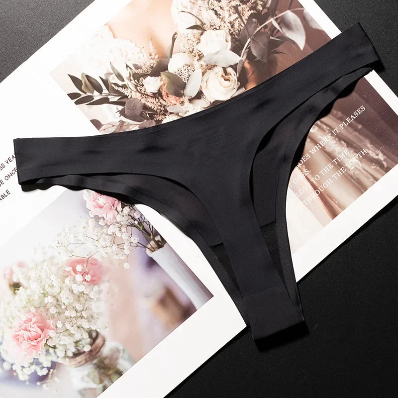 Ice Silk Leopard Women Panties Sexy G String Thong Seamless Underwear T Back Candy Color Girls Briefs Underpants Plus Size M-XXL