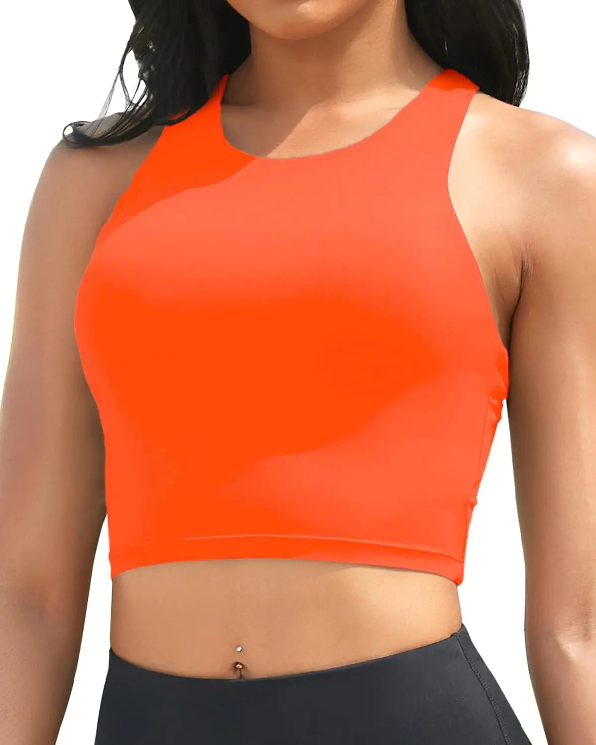 2026 Sporty Swim Vest Swimsuit Only Tops Padded Swimwear Women Solid Bathers Bathing Swimming Suit Female