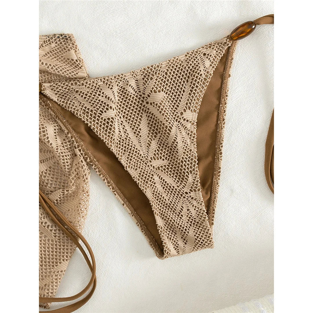 S - XL With Skirt Printed Halter Bikini Women Swimwear Female Swimsuit Three-pieces Bikini set Bather Bathing Suit Swim V8195