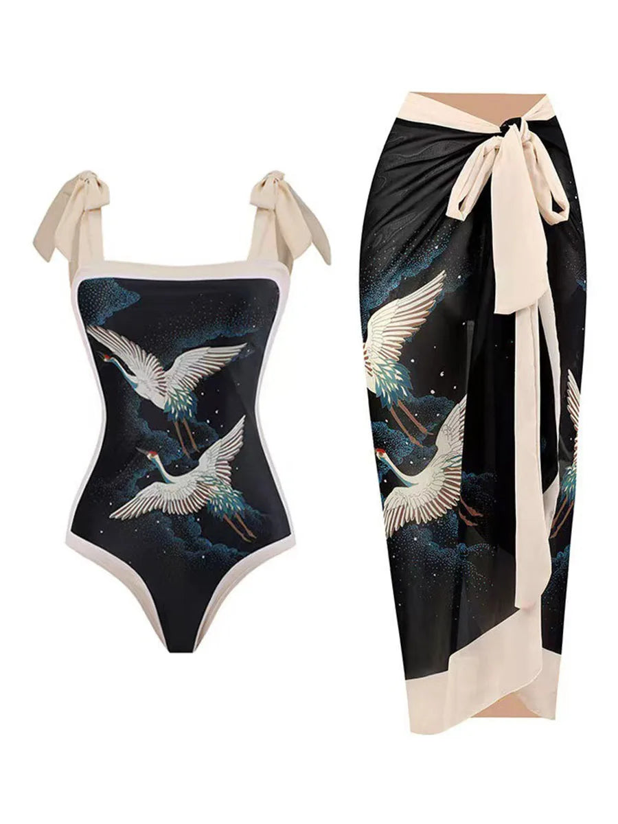 2026 String One Piece Swimsuit & Vent Skirt Padded Sexy Swimwear Women Bathing Suit Female Swimming Summer Beachwear Bodysuit