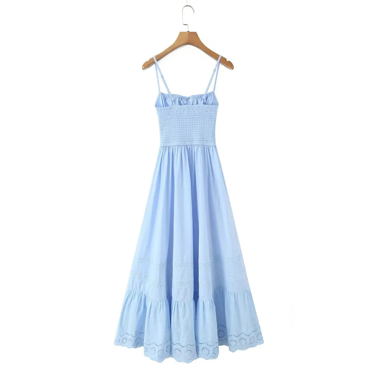 Women's Fashion All-Cotton Strap Long Dress Women's Satin Dress Lace Trim Elegant Evening Wear Dress For Woman Sleeveless GNTG