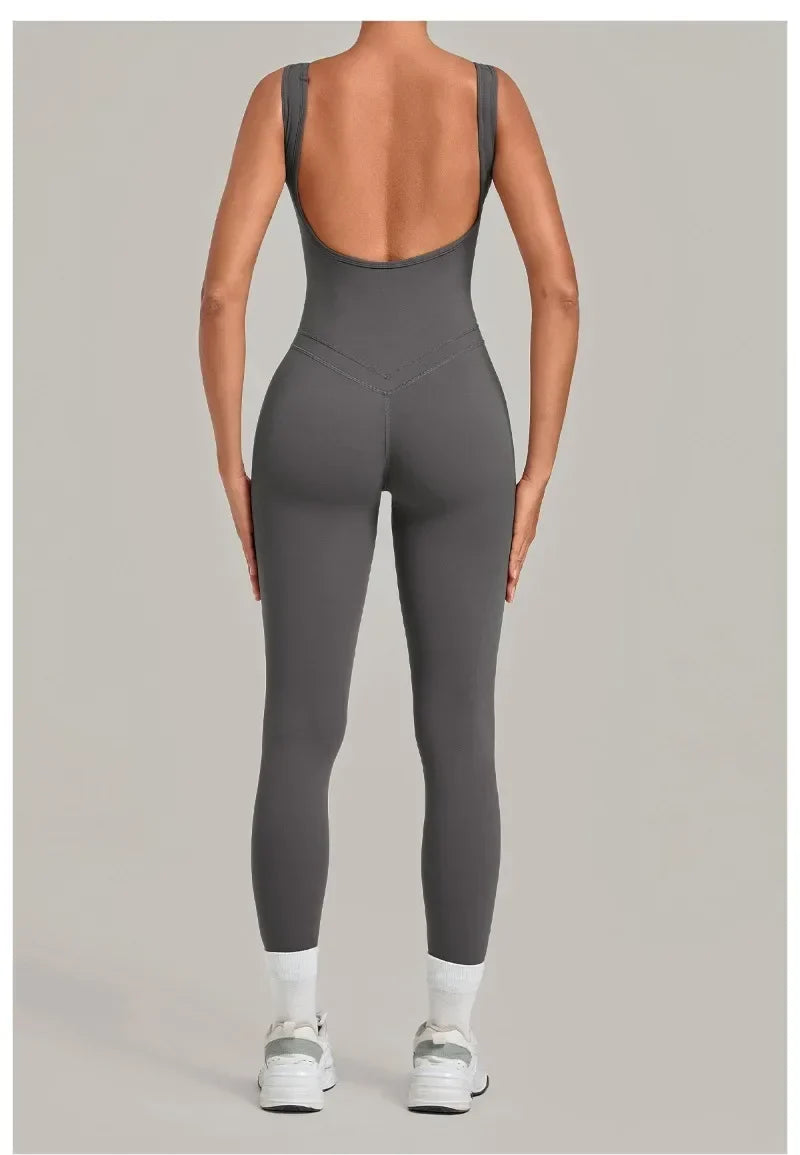 Women's Seamless Yoga Jumpsuits Fitness Sports Hip-lifting Beauty Back Sleeveless One-Piece Training Workout Running Bodysuits