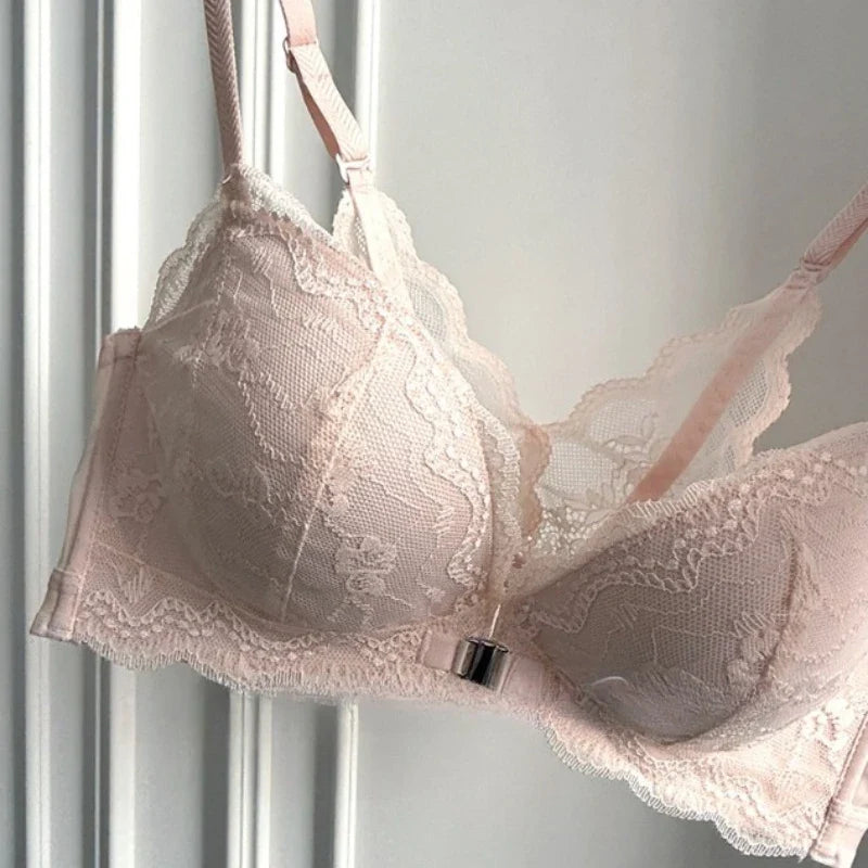 Summer Nouvelle Tendance! Soutien-Gorge Push Up à Fermeture Avant - Bretelles Dentelle Dos, Bralette Légère pour Petite Poitrine