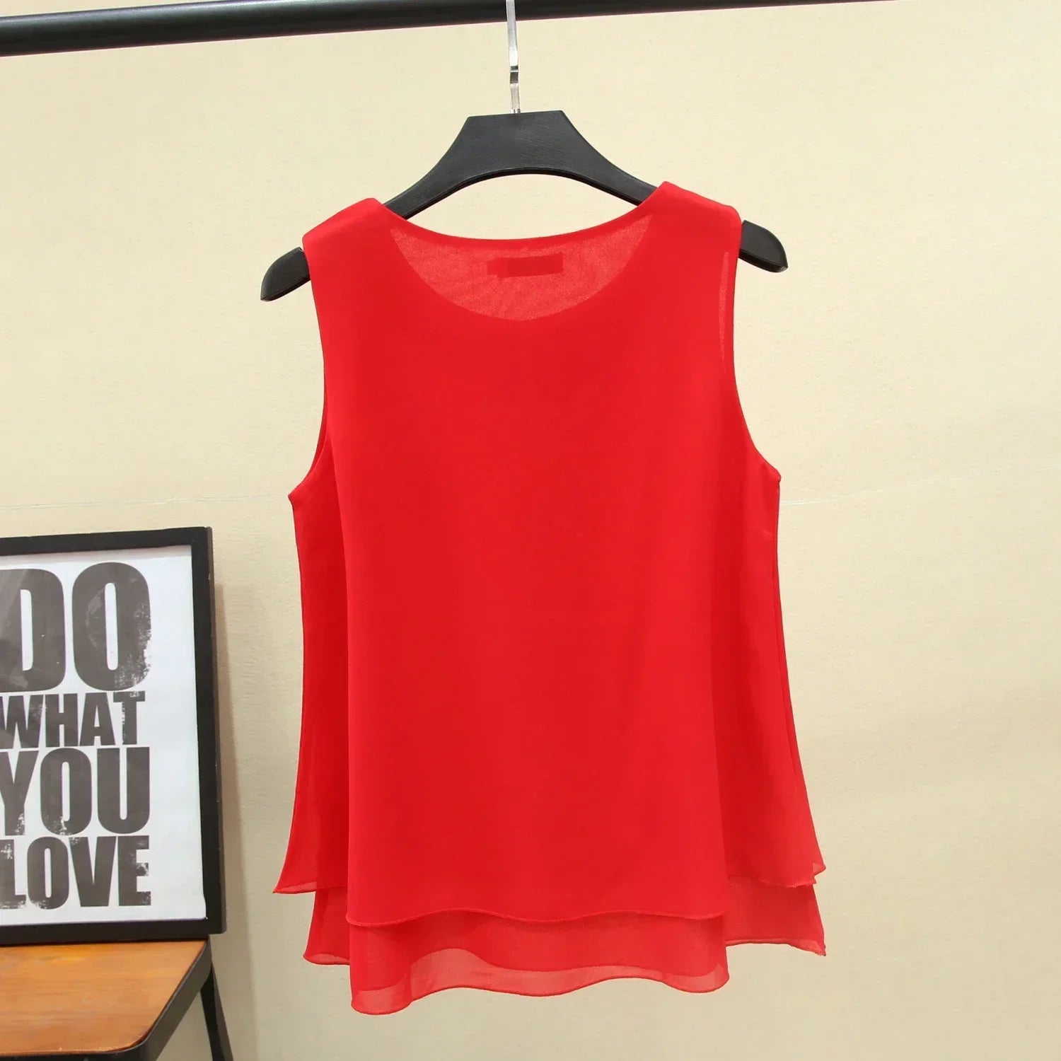 MOYISU New Arrival Summer Plus Size Outside Wear Large Size Doll Collar Loose Sleeveless Chiffon Vest Top Woman