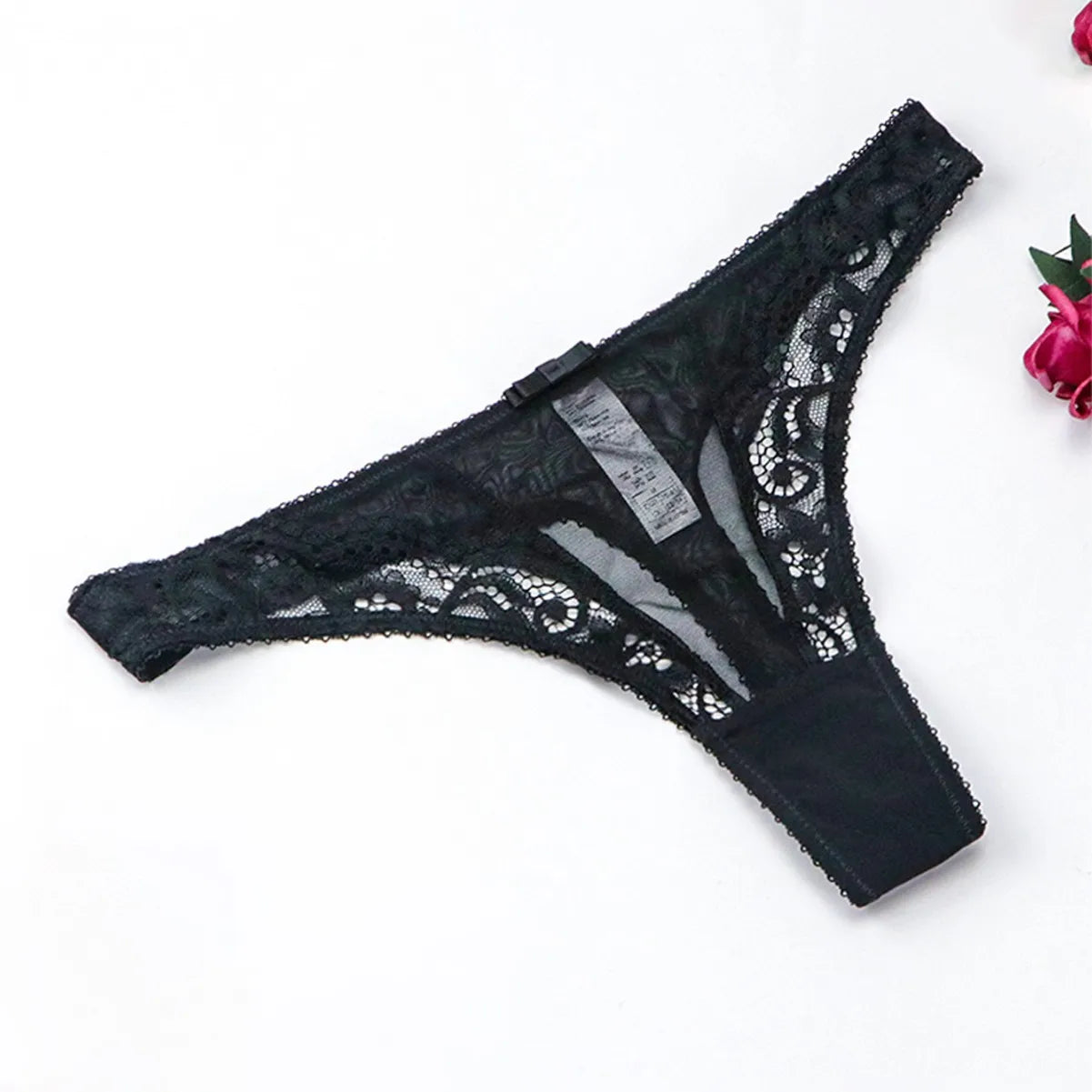 Sexy hollow half-cup bra set, lace push-up, push-up nipples, see-through thong and collar, four-piece set