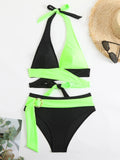Sexy Halter Bikini 2026 Criss Cross Solid Swimsuit High Waist Swimwear Female Bathers Bathing Swimming Suit Padded Beachwear