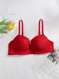 Hot selling Sexy Women's New Year bra lace gathering big red festive hot sexy lingerie Push Up brassiere J2475